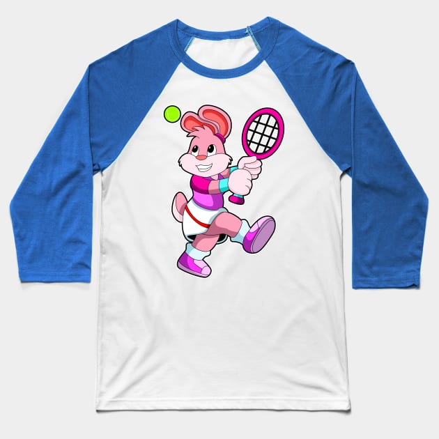 Rabbit at Tennis with Tennis racket & Tennis ball Baseball T-Shirt by Markus Schnabel